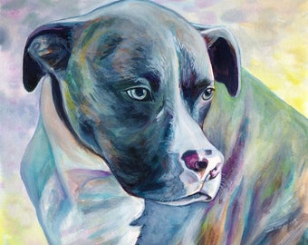 CUSTOM GIFT for DOG lovers loss of a dog gift dog memory gift pet memorial gift dog custom watercolor painting portrait of a dog pitbull