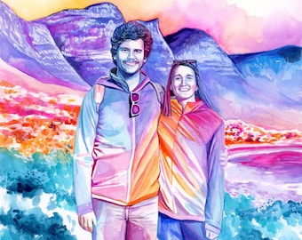 CUSTOM WATERCOLOR PORTRAIT 40th birthday gifts for women personalized 40th birthday gift for men, Unique Wife gift from husband to wife gift