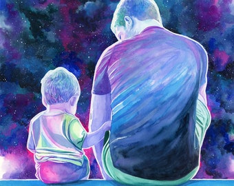 Personalized Christmas gift for dad, Custom dad and son portrait painting, Husband Christmas gifts for him Unique Christmas gifts for men
