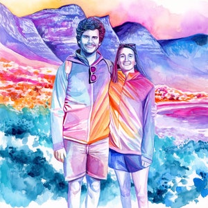 CUSTOM WATERCOLOR PORTRAIT 40th birthday gifts for women personalized 40th birthday gift for men, Unique Wife gift from husband to wife gift