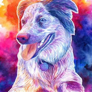 Ritratto di animali domestici personalizzato, Regali mamma cane, Regalo colorato per amanti del cane, Regali fatti a mano per la perdita di animali domestici, Regalo personalizzato per gli amanti dei cani, Border collie