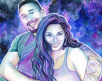 1 year anniversay gift for him, Custom watercolor portrait painting, first wedding anniversary gift for husband, unique gifts for men ideas