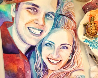 Best Valentines day gift for him, handmade and personalized watercolor portrait painting, Unique gifts for men Valentines day boyfriend gift