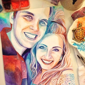 Personalized gifts for girlfriend, CUSTOM COUPLES PORTRAIT, 30th birthday gift for her, 21st birthday gift for her, Romantic gifts for her image 1