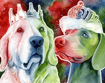 CUSTOM royal PET PORTRAIT from photo, loss of dog gifts, pets custom watercolor portrait, golden retriever portrait, weimaraner portrait