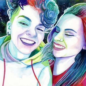 Presente personalizado para namorada lésbica, presente de casamento lésbico para esposa lésbica, pintura personalizada de retrato de casal lésbico, arte lésbica a partir de foto