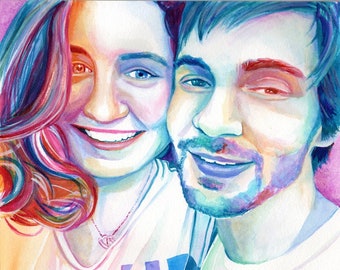 Unique gifts Boyfriend gift from girlfriend photo gift, CUSTOM PORTRAIT RAINBOW, Romantic dating anniversary gift for boyfriend 2 year first