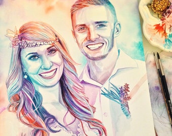 10th anniversary gift for him, wife and husband portrait painting, 10th wedding anniversary gift for husband from wife, unique gifts for men