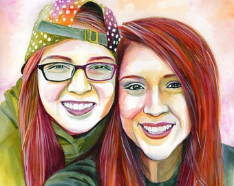 Lesbian girlfriend gifts CUSTOM WATERCOLOR PORTRAIT, Personalized lesbian art, Lesbian wedding gift, Anniversary gift for lesbian girlfriend