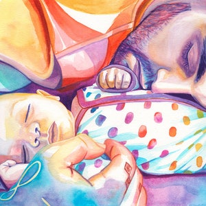 Regalo personalizzato per la Festa del papà per neopapà, illustrazione personalizzata con ritratto ad acquerello originale di papà e figlio, regalo unico per la Festa del papà da uomo