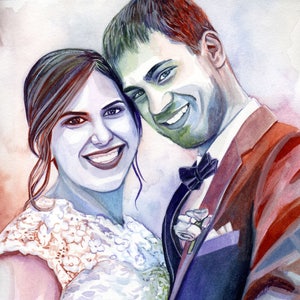 Regalo di primo anniversario per lui RITRATTO DI MATRIMONIO PERSONALIZZATO dipinto, regalo 1 ° anniversario per marito Regali di anniversario di carta per uomo