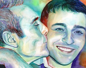 LOSS of FATHER and SON custom portrait painting Remembrance gifts for loss of dad memorial portrait In loving memory of father Sympathy gift