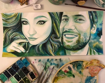 Personalized couple painting, 1 year anniversary gift for boyfriend, first anniversary gift for him, 1st anniversary gifts for boyfriend