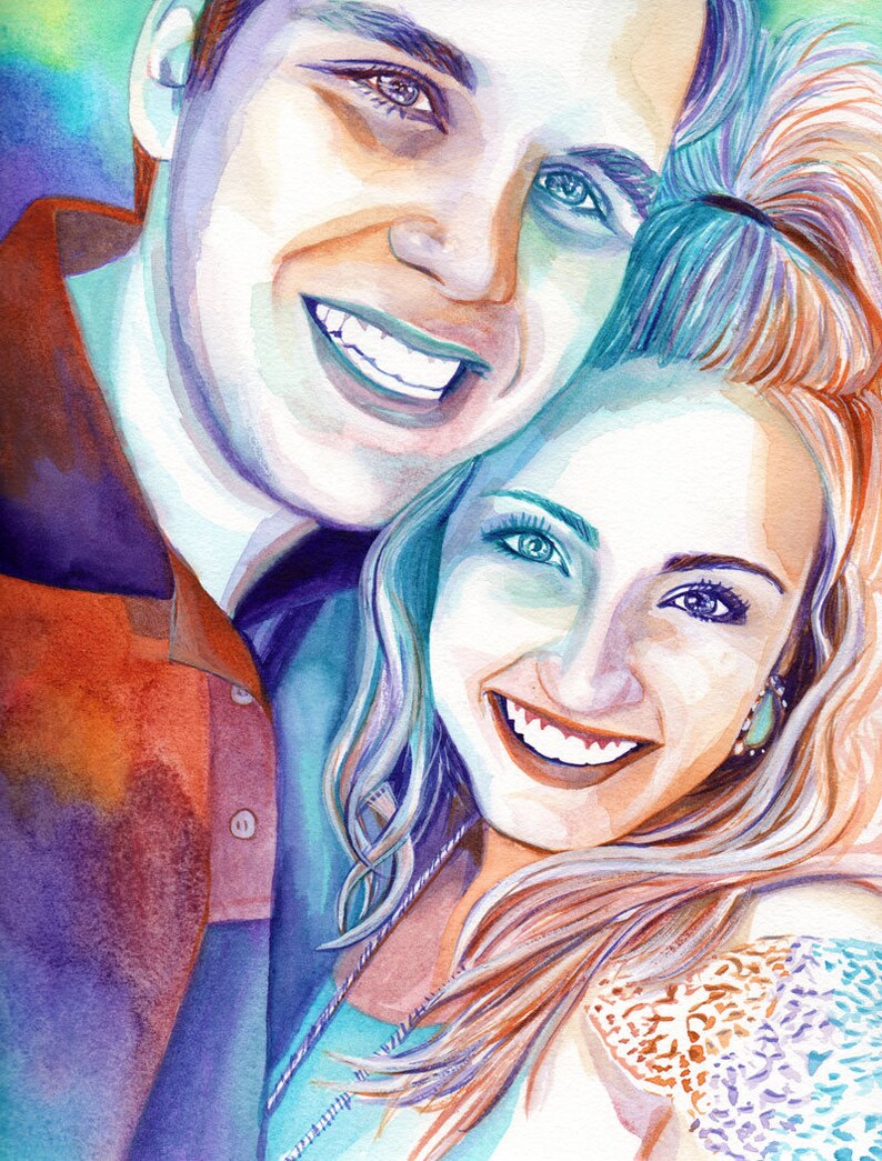 Personalized gifts for girlfriend, CUSTOM COUPLES PORTRAIT, 30th birthday gift for her, 21st birthday gift for her, Romantic gifts for her image 4