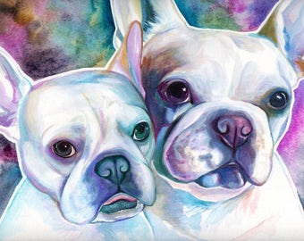 PET custom WATERCOLOR PORTRAIT, dog custom watercolor portrait, watercolor painting, Custom pet portrait from photo, french bulldog portrait