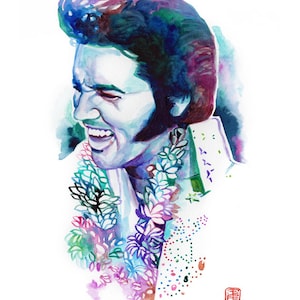 ELVIS PRESLEY rock roll, Elvis poster, elvis portrait, watercolor, Elvis illustration, The King, MUSIC art print poster, Icon print 1950s