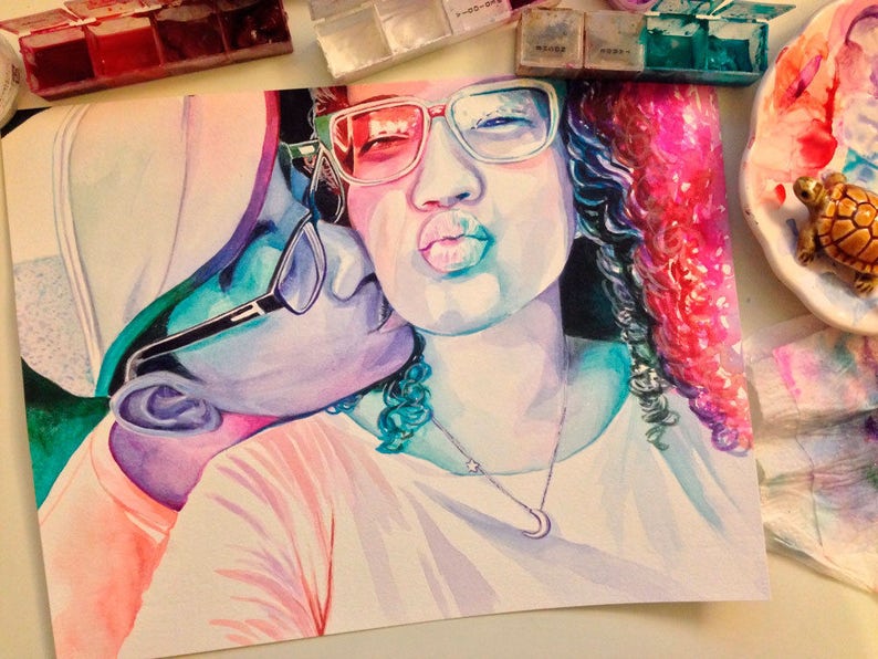 30th Birthday Gifts for Her CUSTOM COUPLES PORTRAIT Girlfriend Etsy