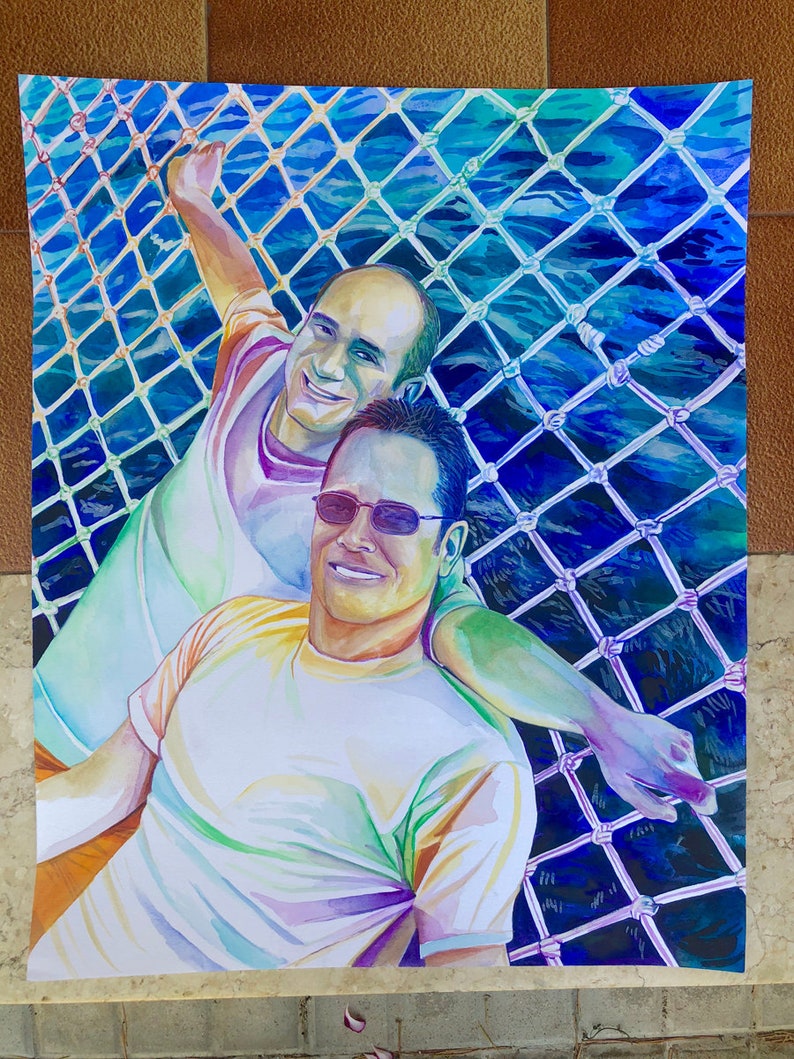 Gay wedding gifts for gay couple PERSONALIZED PORTRAIT PAINTING Gay art Gay marriage gift Anniversary gift for gay husband gift gay men image 5