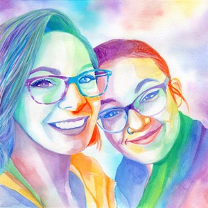 Presente personalizado para namorada lésbica, pintura de retrato personalizada para casal de lésbicas, presente de aniversário para esposa lésbica, presente de casamento lésbico