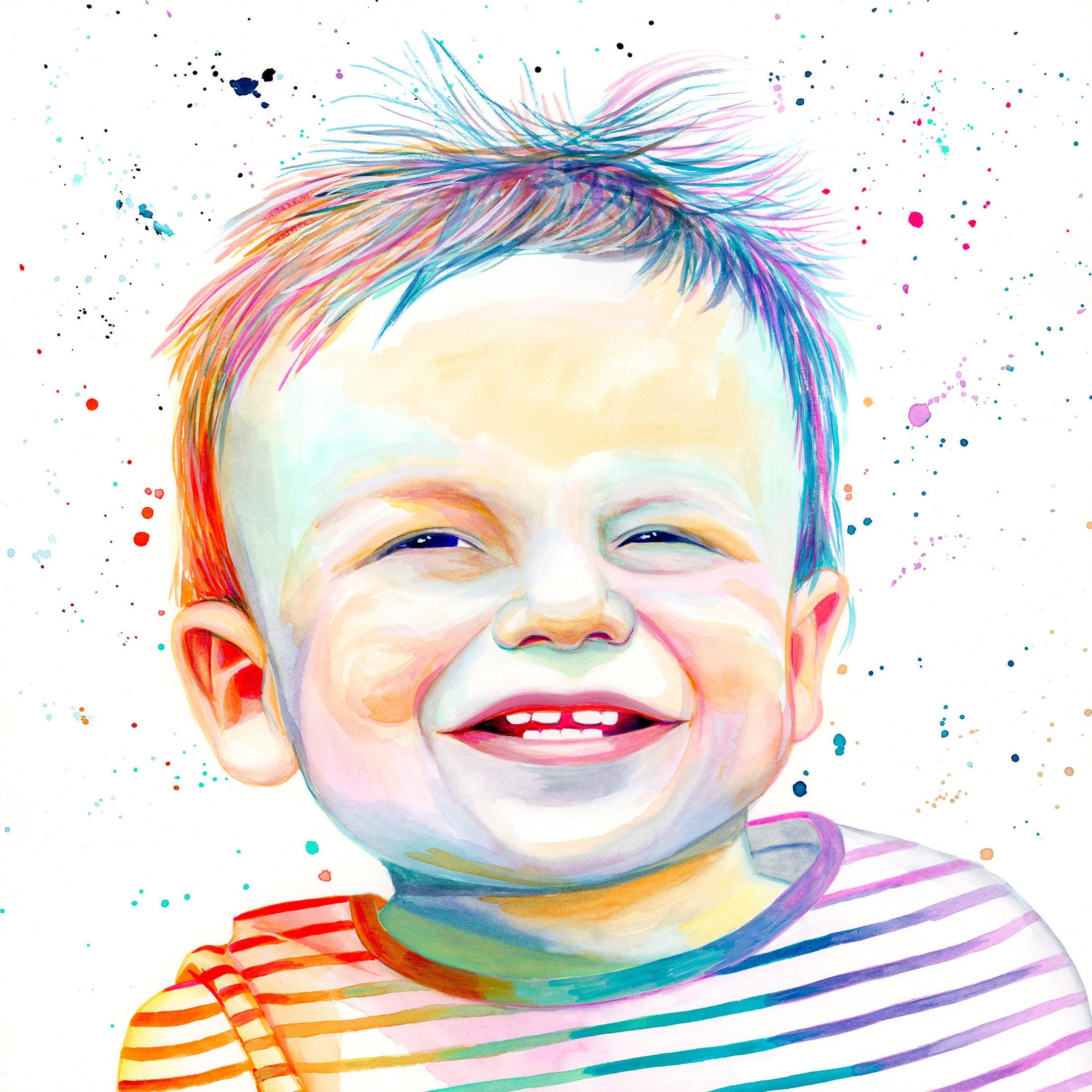 Spersonalizowane prezenty dla taty, Spersonalizowany portret malowany na zamówienie dziecka, Kolorowy portret dziecka ze zdjęcia, Akwarelowy portret dziecka z synem