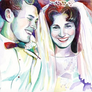 50th anniversary gifts for parents 50 wedding gift for the couple Golden anniversary decorations Personalized parents portrait painting image 1