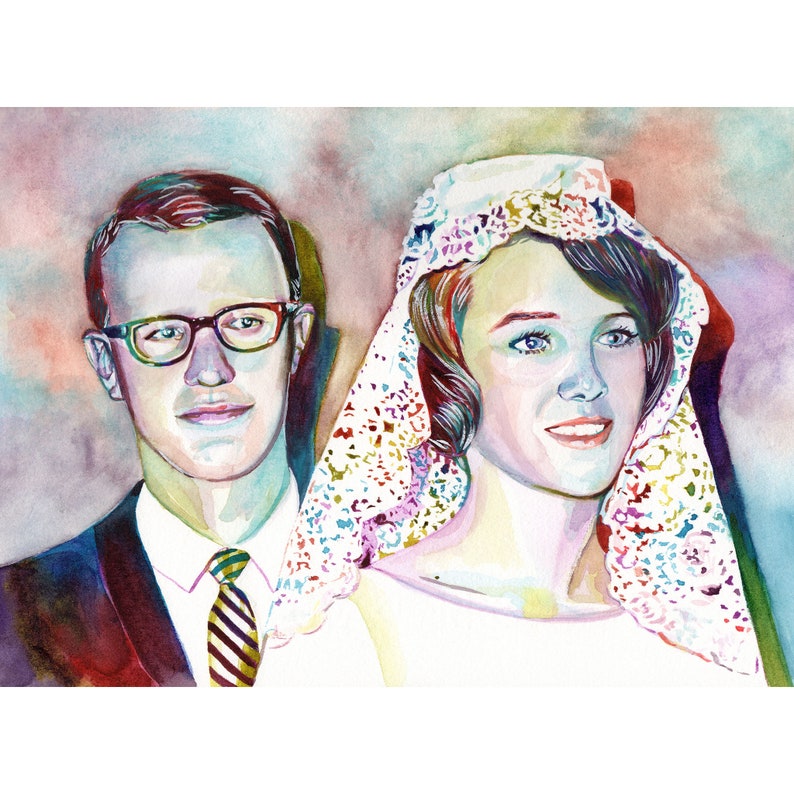 50th anniversary gifts for parents 50 wedding gift for the couple Golden anniversary decorations Personalized parents portrait painting image 8