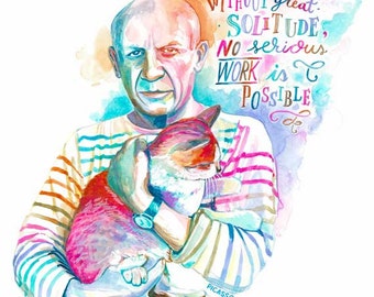 Pablo PICASSO ART PRINT - Picasso quote, Picasso poster, Picasso portrait, motivational quote, inspirational quote, Picasso wall art