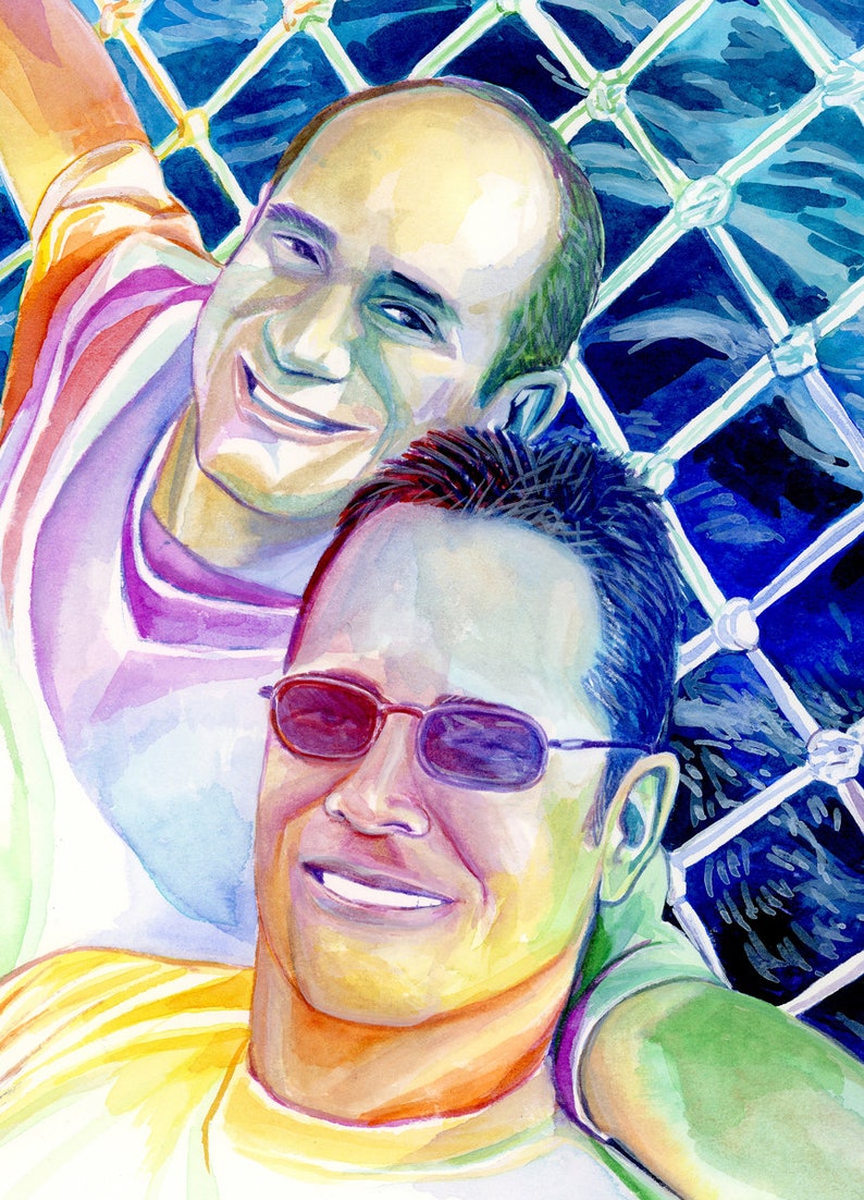 Gay wedding gifts for gay couple PERSONALIZED PORTRAIT PAINTING Gay art Gay marriage gift Anniversary gift for gay husband gift gay men image 4