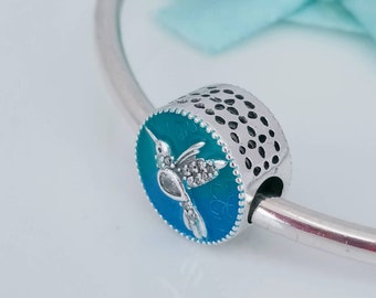 Charm for bracelet Hummingbird Crystal charm S925 Sterling Silver