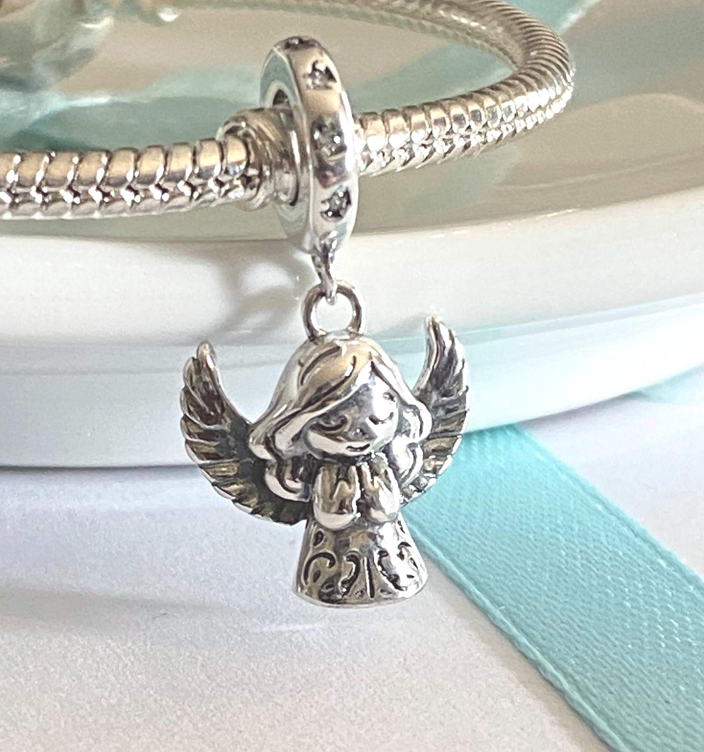 Guardian Angel Charm for Bracelets ,S925 Sterling Silver, Gift for