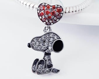 Charm for bracelet, gift of  Love heart charm S925 Sterling Silver ,gift for her