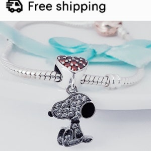Mother's Day gift S925 crystals heart Snoopy dog character charm Pandora compatible, gift for her,  Mother's day gift,