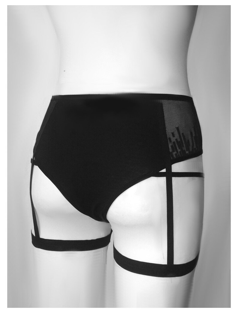 Waist Panty Dessous /& Lingerie Agathe Black lace with a garter belt straps suspender and garter belts
