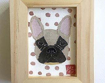 French Bulldog Mini Art, Fawn Frenchie Gift, ACEO Original, Framed or Unframed