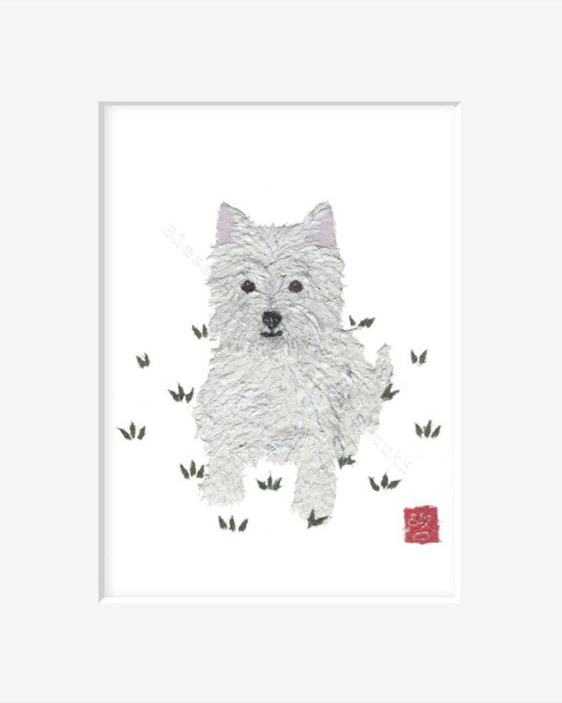 Westie Art, West Highland Terrier, Westie Dog, Westie Gift, Ready to Frame image 2