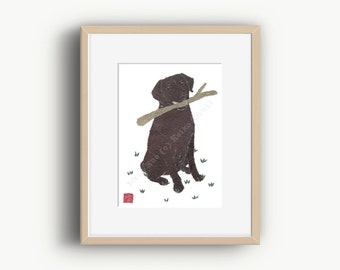 Chocolate Lab Art, Matted Print, Dog Portrait, Chocolate Labrador Retriever, Chocolate Lab Gifts