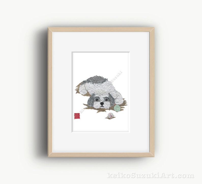 Shih Tzu Wall Art, Shih Tzu Gifts, Shitzu, Shih Tzu Decor, Ready to Frame image 1