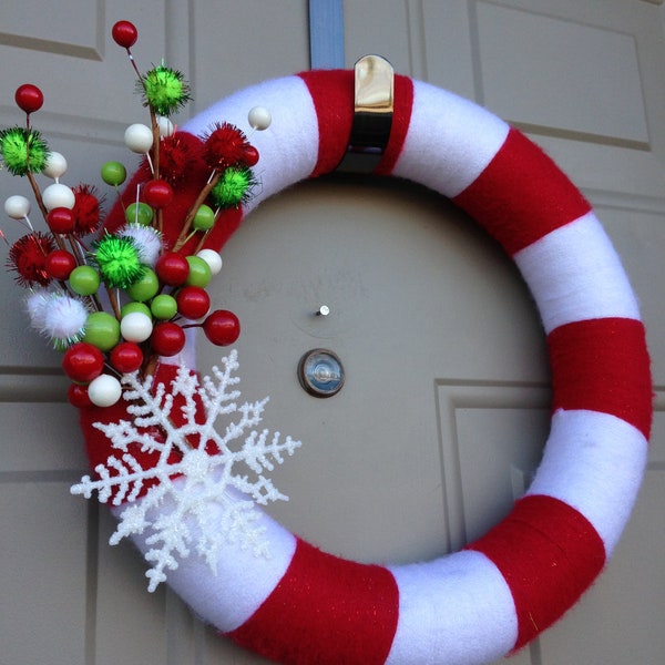 Candy Cane Wooville Wreath