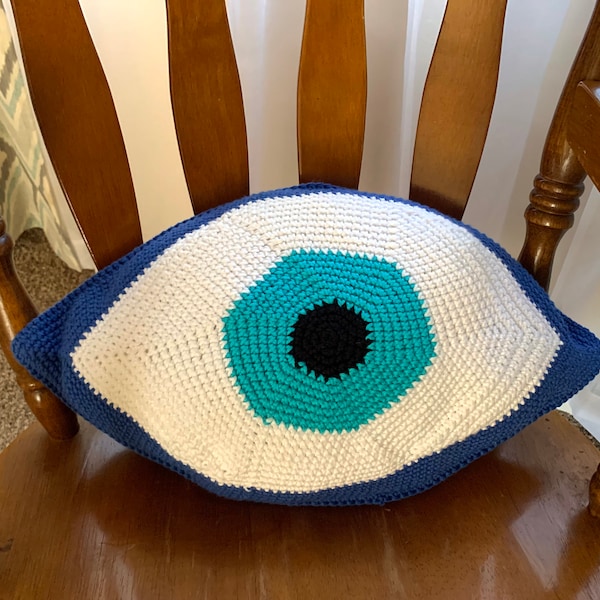 Crochet Evil Eye Pillow Etsy