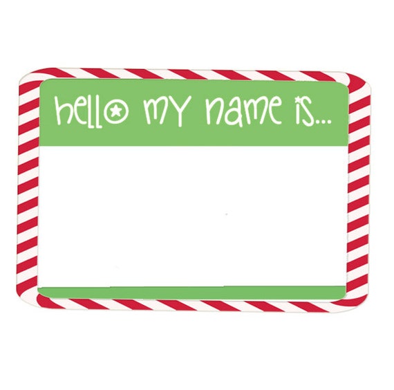 Items similar to hello my name is candy cane name tag labels 