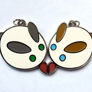 Rabbit With Heart Pair - Couple Friendship Necklace Pendant Charms (20mm)