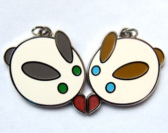 Rabbit With Heart Pair - Couple Friendship Necklace Pendant Charms (20mm)
