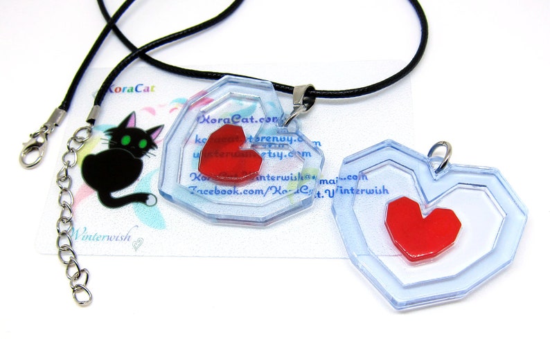 Zelda Heart Piece Necklace Keychain 40mm image 7