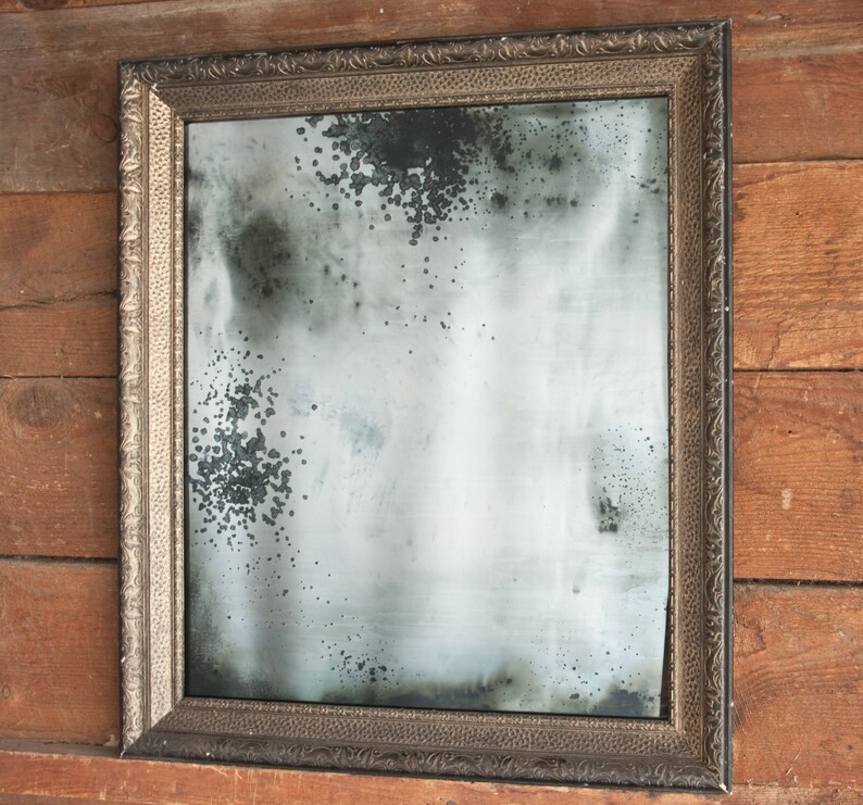 Antiqued Silver Mirror Distressed Silver Mirror 28x24 Etsy