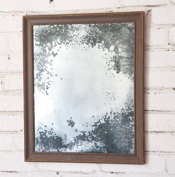 Antique Wood Frame Silver Mirror Distressed Silver Mirror 23 Etsy