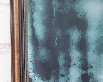 Antiqued Silver Wall Mirror, Classic Wood Framed Mirror,  18.5 x 14.5 Inches