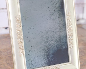 Distressed Silver Mirror, Hand Silvered Glass Tabletop Mirror, 9x7 Inches