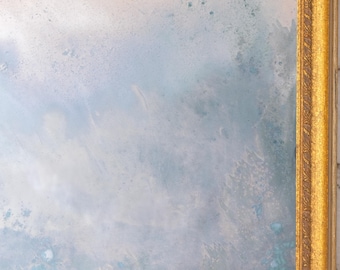 Antiqued Silver Mirror: Vintage Wood Frame, Distressed Glass (19.5 x 16)