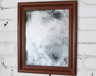 Antiqued Silver Glass Mirror, Silver Mirror, 17 x 15 Inches