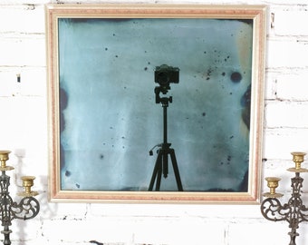 Antiqued Silver Wall Mirror, Rose Colored Wood Frame Mirror, 22.25 x 20.25